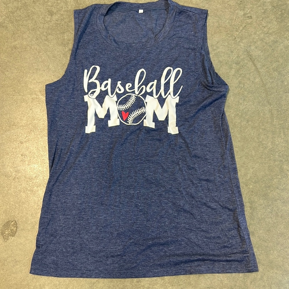 Women’s Baseball Mom heather blue tank top size medium